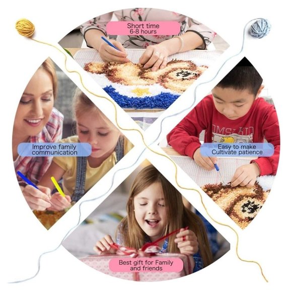 Rug Making Latch Hooking Kit | Coco Hide-and-Seek (52x38cm printed canvas) - Picture 7 of 7